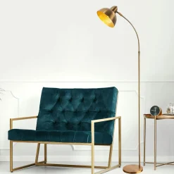 Lampadaire vintage noir & doré avec abat-jour orientable SILE