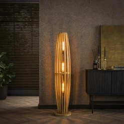 Lampadaire XL en bois de manguier ajouré 5 lampes LUCKNOW