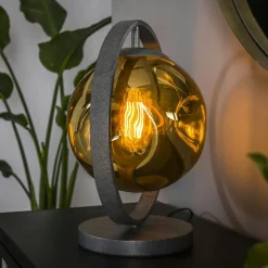 Lampe à poser avec cadre 2 abat-jour en verre déformé NIAGARA