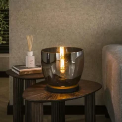 Lampe de salon moderne avec vasque en verre gris fumé 27 cm NIAGARA