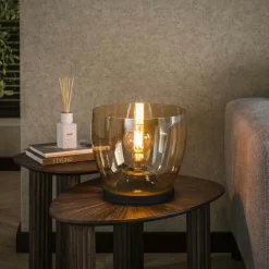Lampe de salon moderne avec vasque en verre gris fumé 27 cm NIAGARA