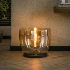Lampe de salon moderne avec vasque en verre ambré 27 cm NIAGARA