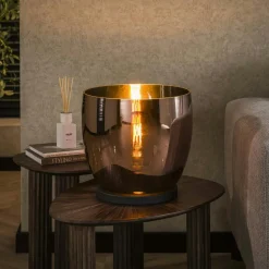 Lampe de salon moderne avec vasque en verre ambré 27 cm NIAGARA