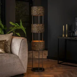 Lampe sur pied en jacinthe d'eau 3 abat-jour TASMANIE