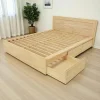 Lit 2 places Hévéa avec 6 tiroirs pour couchage 140x190 148x197x80cm BALTIC