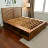 Lit 2 places Hévéa avec 2 tiroirs et 8 niches pour couchage 140x190 142x196x109cm NEW ORLEANS