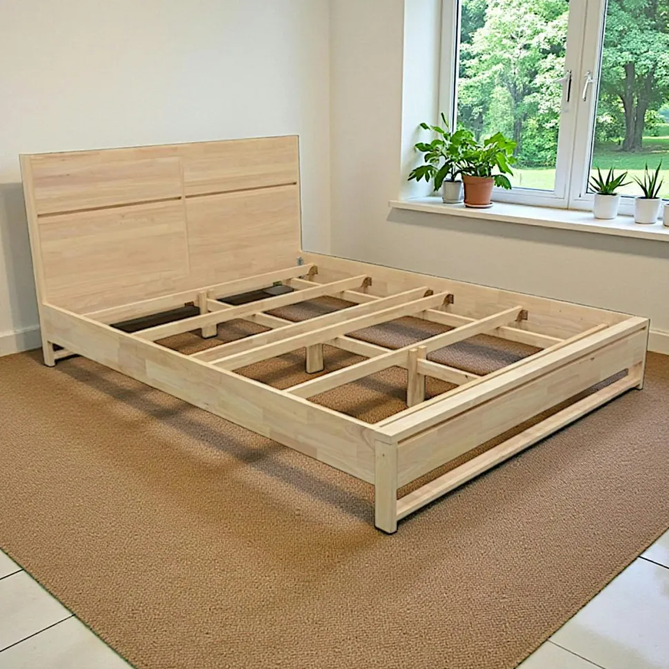 Lit 2 places Hévéa pour couchage 140x190 147x204x97cm BALTIC