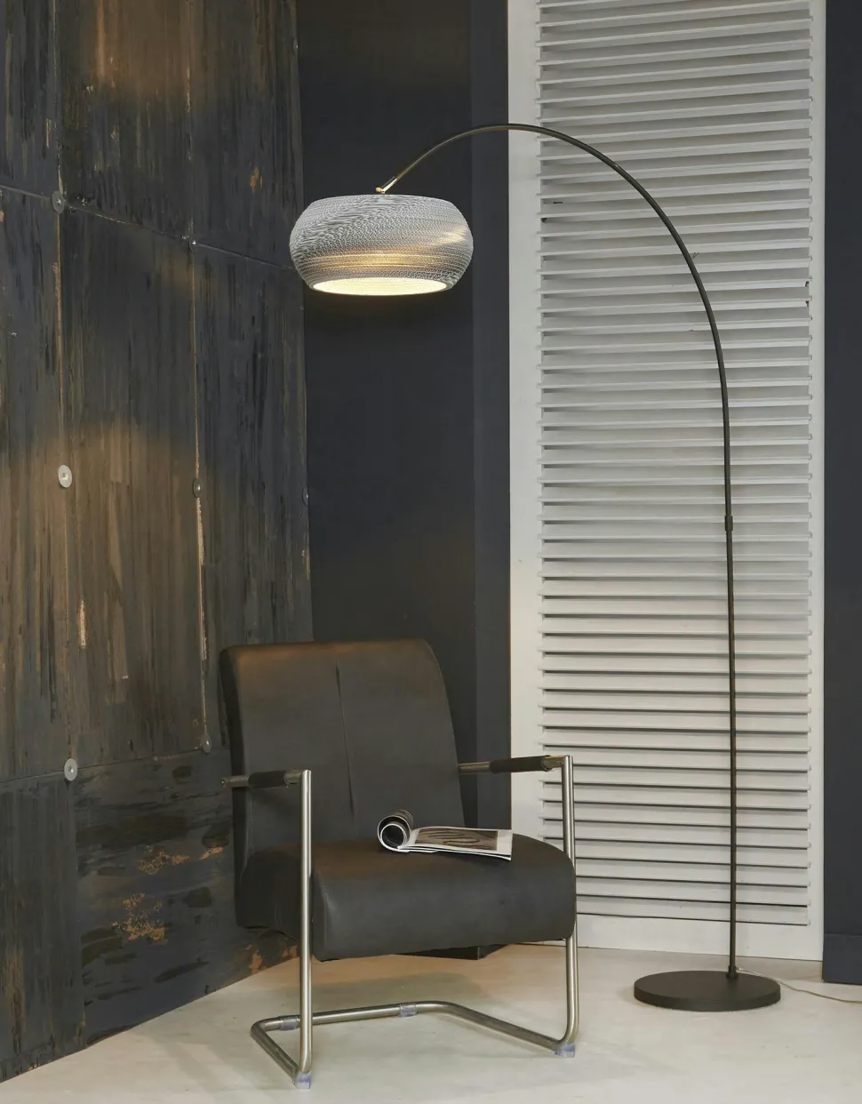 Luminaire arc contemporain blanc