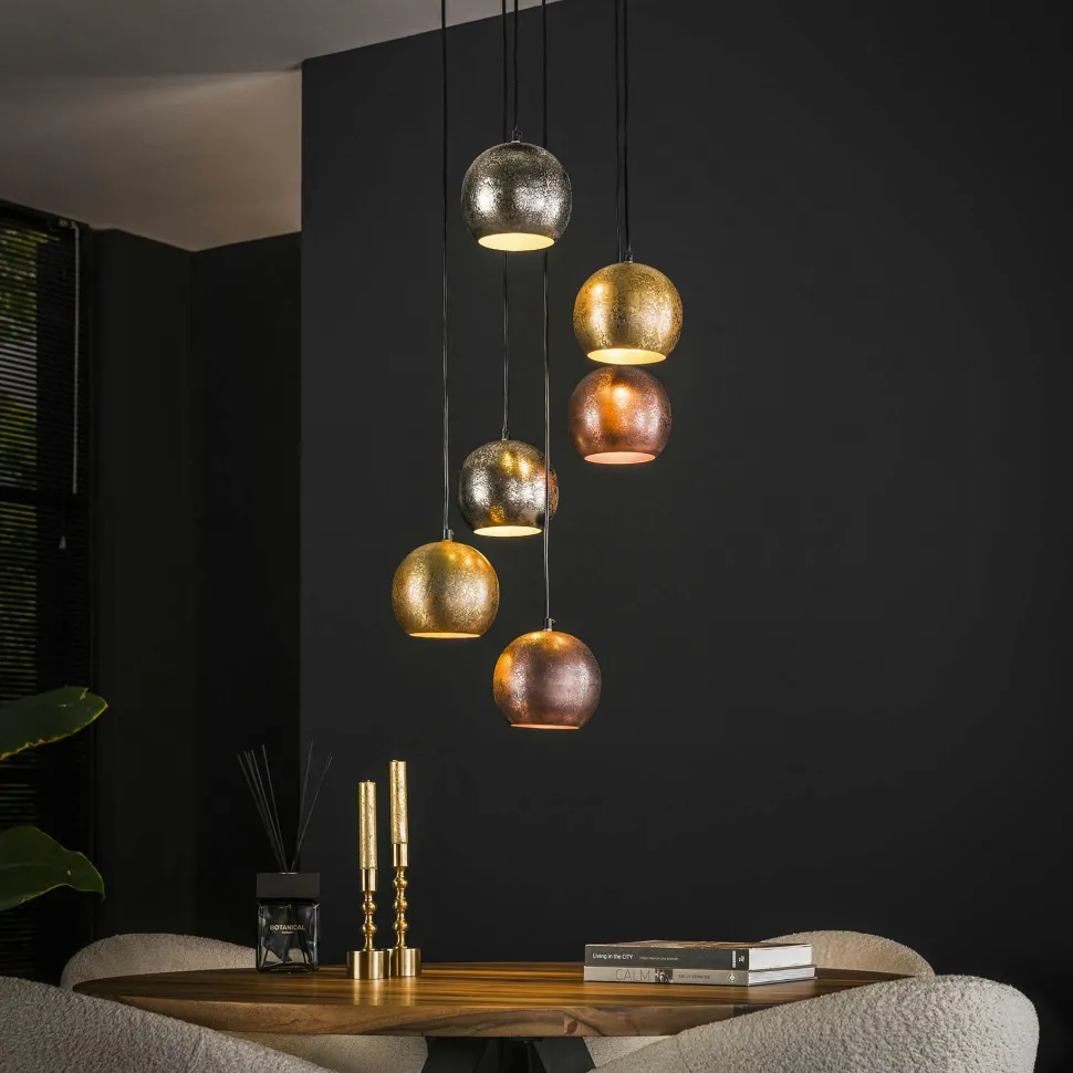 Luminaire vintage 6 lampes globes en verre RALF