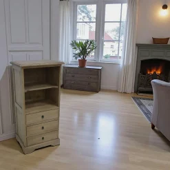 Meuble de rangement Hévéa 3 tiroirs, 2 niches 53x40x110cm TRADITION
