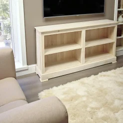 Meuble TV / Bibliothèque basse Hévéa 4 niches 150x35x80cm TRADITION