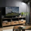 Meuble tv à roulettes teck recyclé SWING