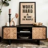 Meuble tv avec rangement en bois recyclé FSC motif chevron FAGA