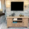 Meuble tv avec rangement bois recyclé clair SALERNE