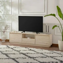 Meuble TV avec rangement - finition effet pin MARFA