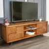 Meuble tv bois motif damier 150 cm OKA