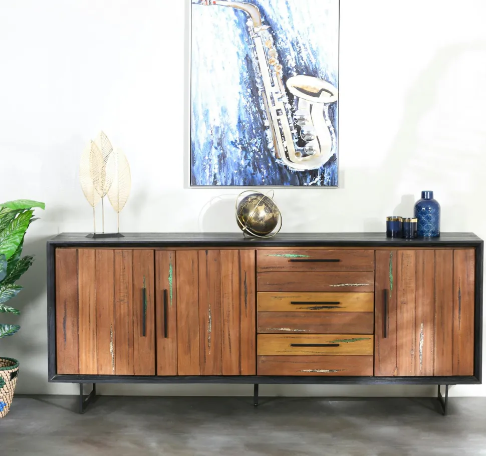Meuble tv bois recyclé de bateau PHOENIX
