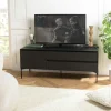 Meuble TV contemporain bois couleur noire 1 porte 2 tiroirs MAYENCE
