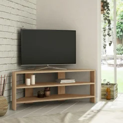Meuble TV d'angle rangements ouverts - finition moka MARFA