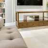 Meuble TV destructuré Hévéa 3 tiroirs 140x50x65cm HELENA