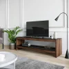 Meuble TV en bois brun et verre fumé - LHASA