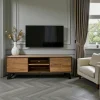 Meuble tv en bois de chêne brun et pieds obliques PALERME