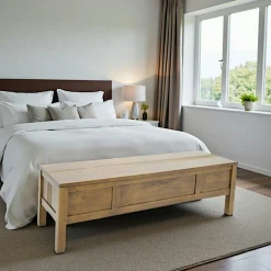 Meuble TV hévéa 2 niches 120cm HELENA