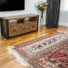 Meuble TV hévéa recyclé naturel et métal noirci 3 tiroirs 2 niches 120X40X55cm DOCKER