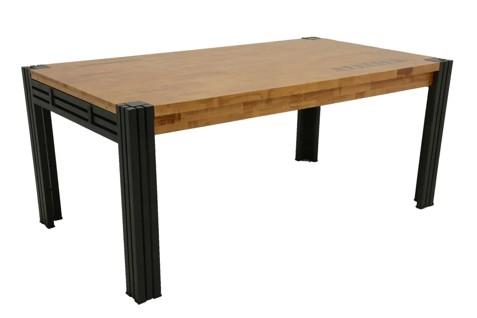 Meuble TV hévéa recyclé naturel et métal noirci 3 tiroirs 2 niches 120X40X55cm DOCKER
