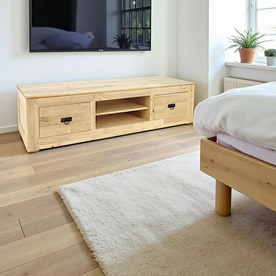 Meuble TV hévéa 150x40cm HELENA