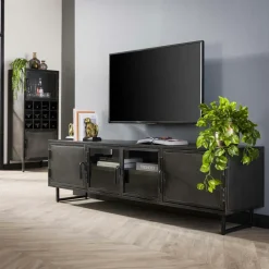 Meuble tv long en métal et verre ROADIES