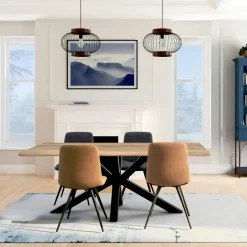 Meuble TV moderne 3 portes blanc et effet noyer MARFA