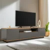 Meuble TV moderne 3 portes gris foncé et effet pin MARFA