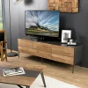 Meuble tv moderne teck recyclé 2 portes PANAMA
