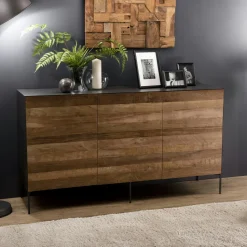 Meuble tv moderne teck recyclé 2 portes PANAMA