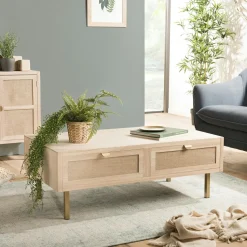 Meuble tv moderne toile de jute CORDOUE