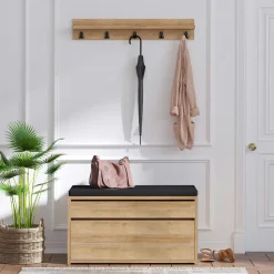 Miroir d'entrée vertical - cadre bois clair 140 cm IENA