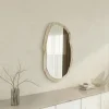 Miroir design organique cadre effet marbre beige 85 cm CODY