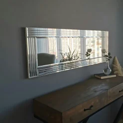 Miroir horizontal moderne chic - cadre strié 120 cm CODY