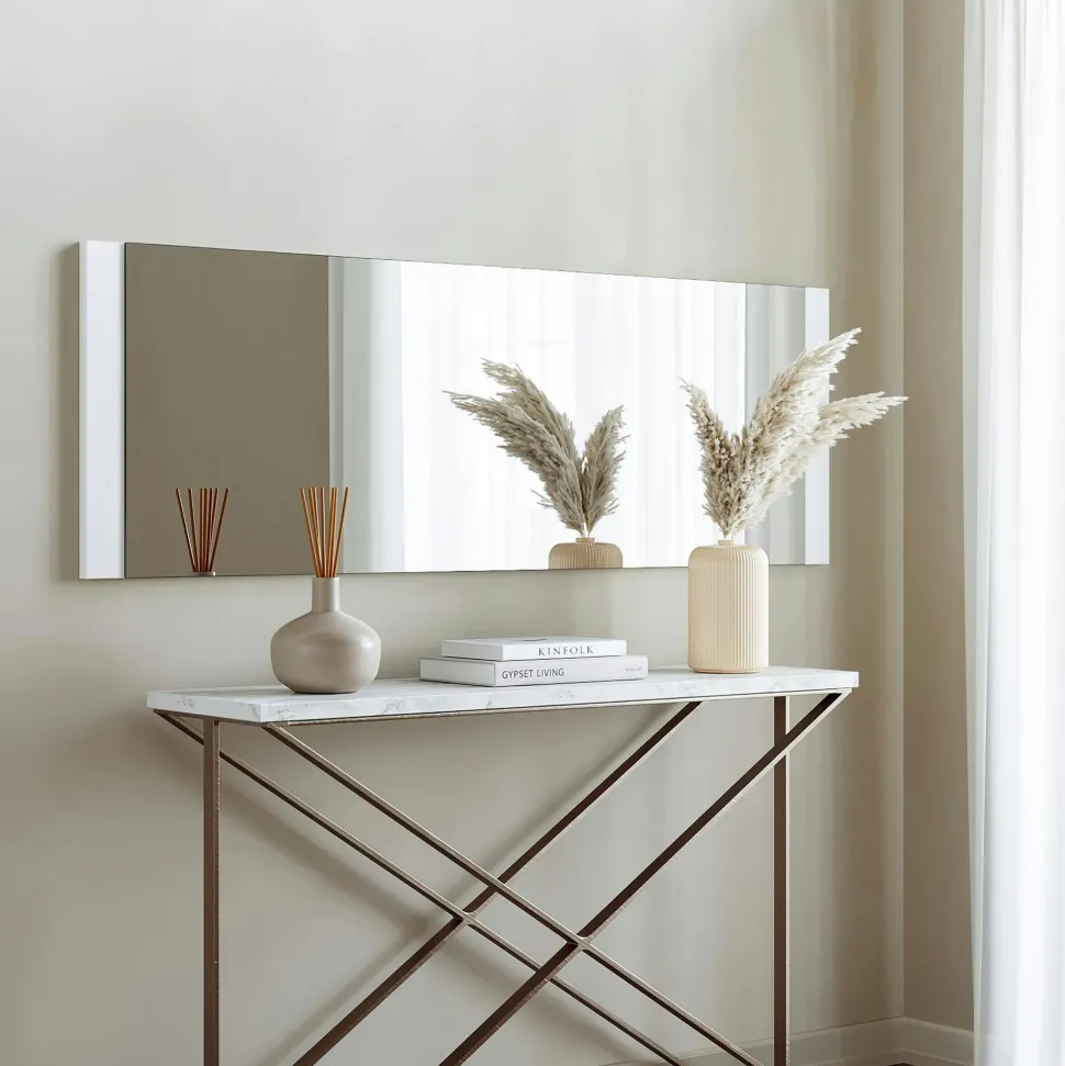 Miroir mural rectangulaire effet noyer - 120 cm CODY