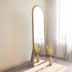 Miroir plein pied moderne ovale effet bois noyer, 160 cm CODY