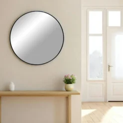 Miroir rond avec cadre en aluminium noir ø60 cm SEOUL