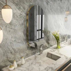 Miroir salle de bains ovale fumé, bordure dorée 85 cm CODY