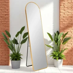 Miroir sur pied avec cadre doré 40x150 cm SEOUL