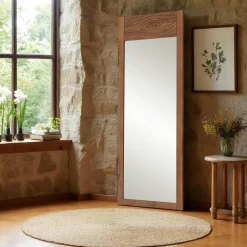 Miroir vertical en bois brun - motif tronc d'arbre HILO