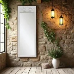 Miroir vertical en bois brun - motif tronc d'arbre HILO