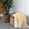 Panier cache-pot en feuille de bananier, tons noir et naturel (lot de 2)