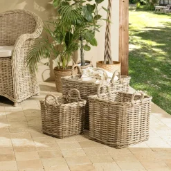 Panier carré en kubu naturel (lot de 3) MANY