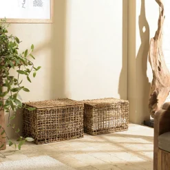 Panier de rangement / coffre en chanvre tressé (lot de 2) SWING