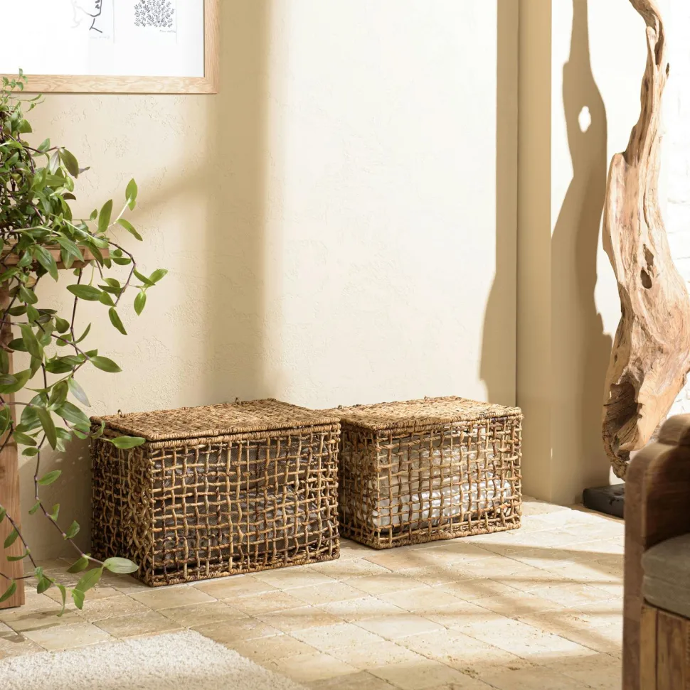 Panier de rangement / coffre en chanvre tressé (lot de 2) SWING